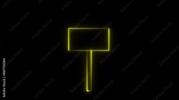 Animation of road signs isolated. Direction traffic signs boards on neon glowing stand, empty pointer post and directing signboard animation.
