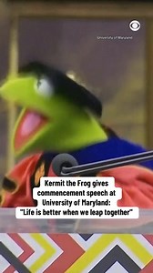 677K views · 13K reactions | Kermit the Frog gave a commencement speech at the University of Maryland on Thursday, telling graduates the importance of helping each other and staying connected to your dreams. "Rather than jumping over someone to get what you want, consider reaching out your hand and taking the leap side by side because life is better when we leap together." https://cbsn.ws/4kBUWyH | CBS News | Facebook