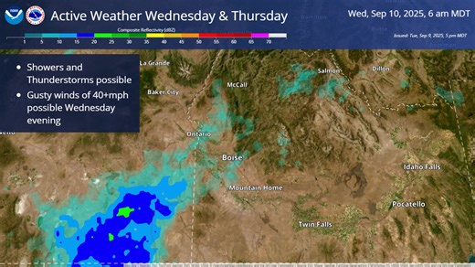 50K views · 152 reactions | Active weather is expected Wednesday and Thursday with the potential for showers and thunderstorms. Guidance suggests a 30% chance of wind gusts greater than 40 mph with the strongest storms Wednesday afternoon/evening. Small hail will also be possible. | US National Weather Service Boise Idaho | Facebook