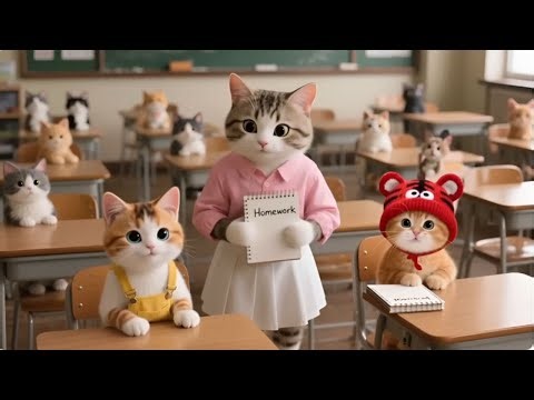 "Kittens in School: Homework Time with Teacher Cat! | Adorable Classroom Moments"