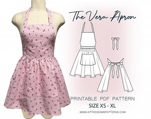 Sewing Pattern | the Vera Apron, Ladies Downloadable Printable PDF Sewing Pattern | Size S-XL | A4, U.S Letter, A0 | - Etsy