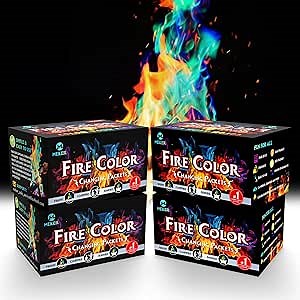 MEKER Fire Color Changing Packets - Fire Pit, Campfires, Outdoor Fireplaces, Bonfire - Fire Colorful Changing Fire - Perfect Fire Camping Accessories for Kids & Adults (48 Pack)