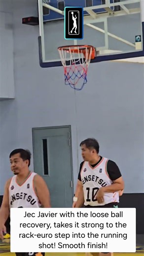 Jec Javier with the loose ball recovery,takes it strong to the rack-euro step into the running shot!