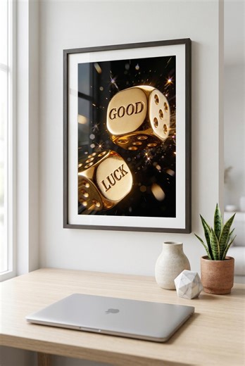 Good Luck Poster, Success Motivation Wall Art, Lucky Dice Print, Money Mindset Decor, Business Motivation Poster, Office Wall Art Printable - Etsy