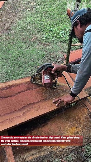 Power Saw Wood Cutting: Efficient Manual Carpentry Work on Site