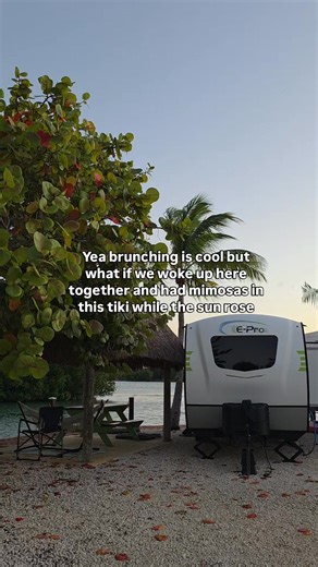 🥂This is your sign to come waterfront camping in the Florida Keys. Quiet mornings, mimosas in hand, nowhere to be and all the time in the world. Bring your favorite person, your comfiest chair, good snacks, great playlists, and let the days slow wayyyyy down. This is what unplugging is supposed to feel like. 📍🗺 Geiger Key Marina, RV Park & Fish Camp (10 miles from Key West) #FloridaKeysCamping #WaterfrontCamping #IslandTime #CampLife #VacationMode | Geiger Key Marina and Fish Camp