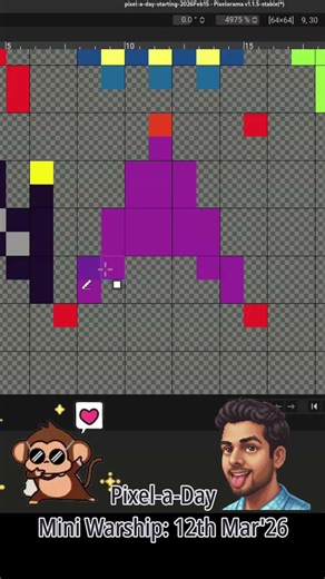 Newbie Pixel Art: Mini Space WARSHIP (154th Pixel-a-Day) 8x8 | 12th Mar, 2026 #pixelart #pixelorama