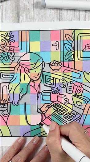 Coloring an easy rainbow grid page with alcohol markers #adultcoloring #coloringpage #coloringtips