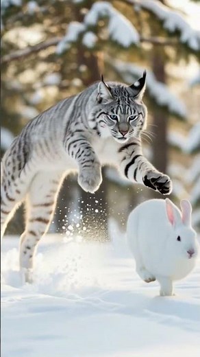 Canadian Lynx vs Snowshoe Hare – The Silent Hunt in Deep Snow!