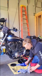 Primary fluid change on my 03 Harley Dyna #harleydavidson #shop #mancave #grind #bikes