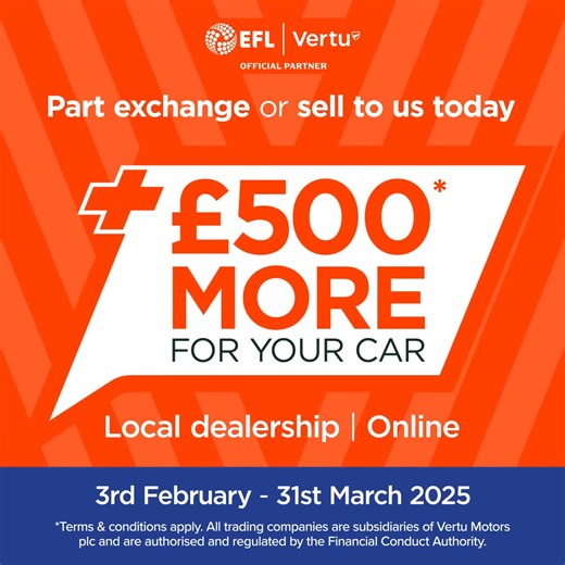 Is your old car ready for a transfer? 🚗 Get ready to score a great deal when you sell or part excVertu Motorsar with EFL Official Partner Vertu Motors - enjoy an extra £500* by trading in your old car until 31st March! Don’t stay on the sidelines, drive away with a winning deal today 👉 https://www.vertumotors.com/sell-my-car/ #Vertu #EFL #VertuTrophy #AD | Morecambe FC