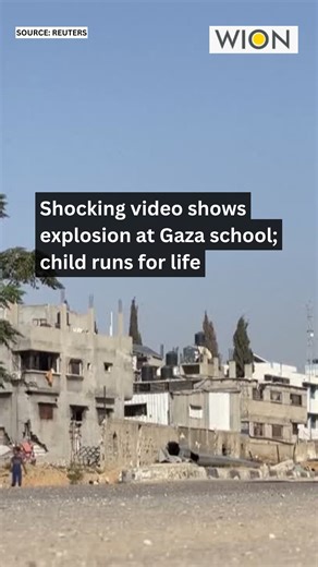 A child runs from an explosion at a Gaza school used as a shelter . . . . #WIONUncut #Gaza #Israel #IsraelHamasWar | WION