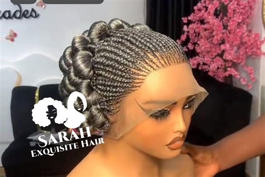 Grey Braided Updo Wig: Silver Braiding Hair Full Lace Wig - Etsy