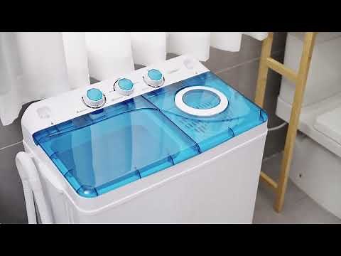 Costway 26lbs Portable Semi-Automatic Twin Tub Washing Machine with Drain Pump