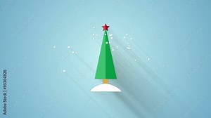 Growing christmas tree flat style animation