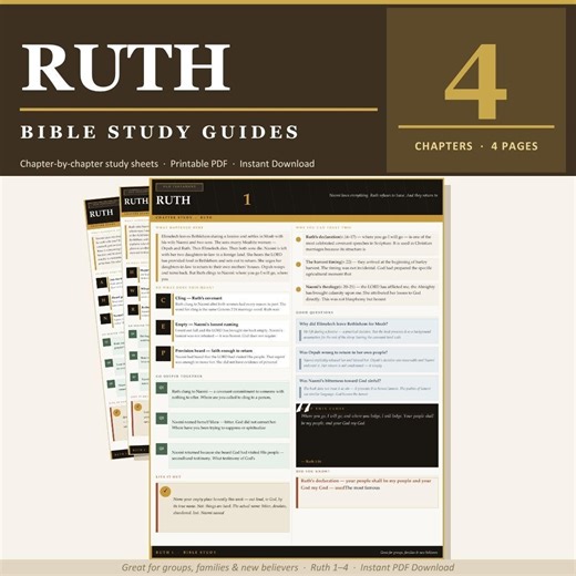 Ruth Bible Study Guide Printable | 4 Chapter Worksheets | Small Group Discussion Questions | Loyalty Redemption | Instant Download PDF - Etsy