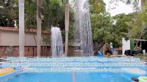 POOLHOUR 2026 Height Upgrade Pool Fountain - Dual Spray High-Pressure Adjustable Waterfall Sprinkler Cooler for Above-Ground & Inground, 360° Cooling Jet & Relaxation Features,White