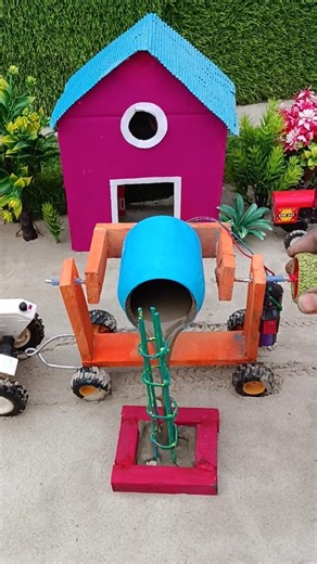 🚜 Mini Tractor Cement Pillar Making Machine | Diy Real Working Model#youtubeshorts#shorts