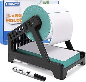 Label Holder Thermal Label Holder for Rolls and Fanfold Labels Direct Shipping Label Stand Desktop Printer Accessory for Home, Office (Black)