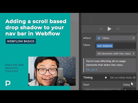 Adding a scroll based drop shadow to your nav bar in Webflow