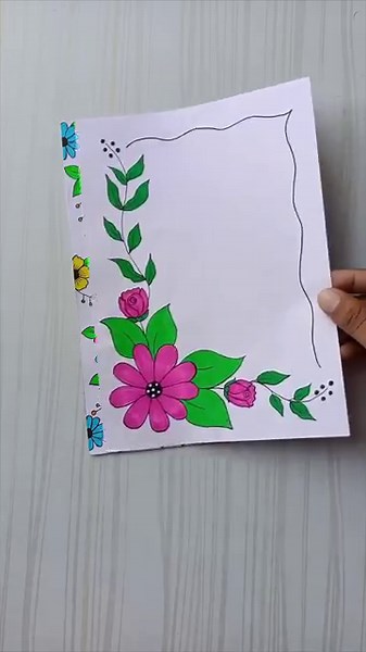 Black & Red Floral Border Design | Project Frame Idea‎/6 easy border design/ Priyanka Gunwal #shorts