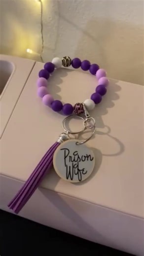 Silicone Bead Prison Wife Keychain Wristlet #prisonwife #prisonwifelife #purple #siliconebeads #wristlet #keychain #prisonfamilies #prison #prisonfiance #prisongirlfriend #lockedinlove #lockup #custom #customized #leopard