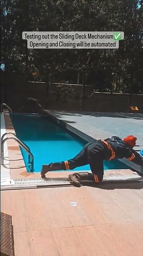 Testing out the sliding mechanism for this pool Deck