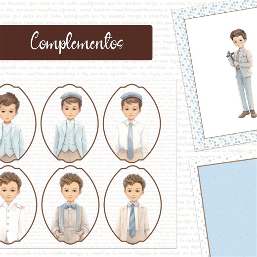 First Communion Boy Cutout Accessories Scrapbooking Kit for Album and Scrapbook, A4 PDF Easy Printing - Etsy