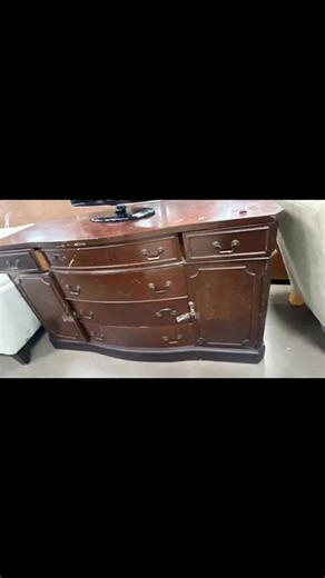 A little before and after with this gorgeous mahogany buffet! Now available at The Lazy Daisy in Yorktown, VA. #furniturerefinishing #furniture #vintage #mahogany #refinishedfurniture | Calcova Woodworking