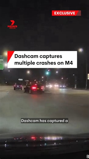 A series of crashes at the M4 Cumberland Highway intersection took place after a car ran a red light and hit a black sedan. #crash #carcrash #dashcam #M4 #7NEWS | 7NEWS Sydney
