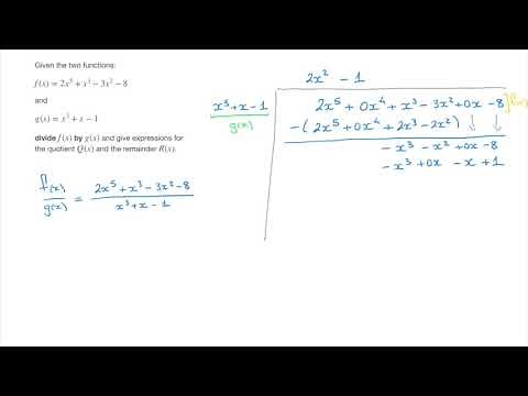 Polynomial Division - Long Division with Quotient and Remainder - Worked Example 2