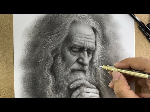 Realistic Old Man Drawing | Incredible Pencil & Charcoal Portrait