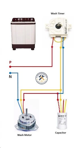 3 Wire Timer Connection Diagram | Washing Machine ⚡ #shorts