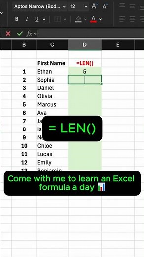 LEN() — The Formula That Counts Every Character | Quick Excel 101 #excel101 #excel #exceltips