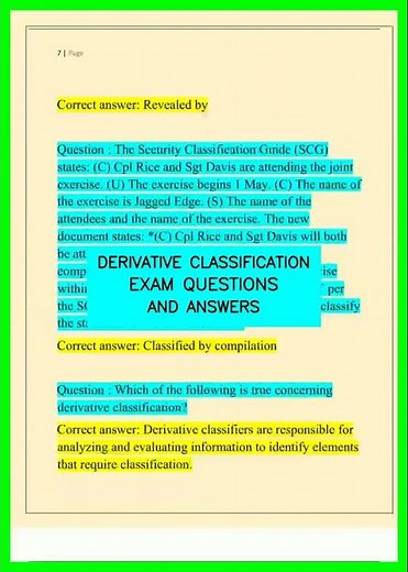 DERIVATIVE CLASSIFICATION EXAM QUESTIONS AND ANSWERS video