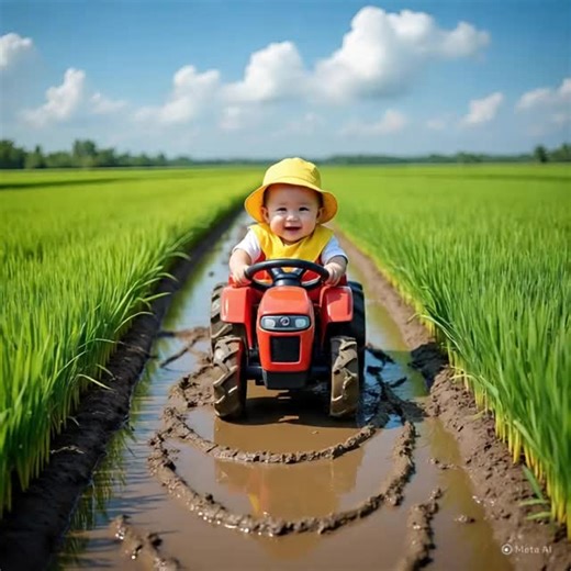 Kids Enjoy Mini Tractor Driving in Fun Video
