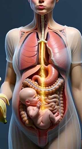 See How a Pregnant Body Digests a Banana | Realistic 3D Digestive System Animation #pregnancydiet