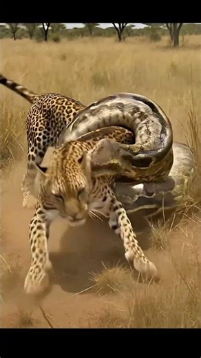 Will the Leopard Escape the Python's Grip? #wildlife #shorts #survival