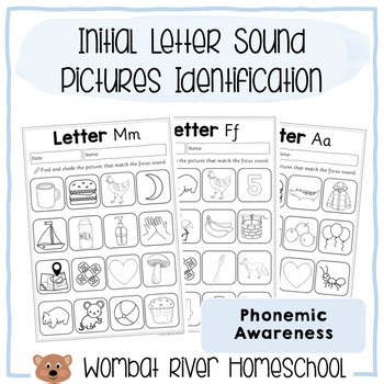 Initial Letter Sound Pictures Identification | Phonics | Alphabet | Worksheets