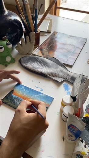 Day8/30 Easy Acrylic painting tutorial for beginners☀️ #art #painting #acrylicpainting