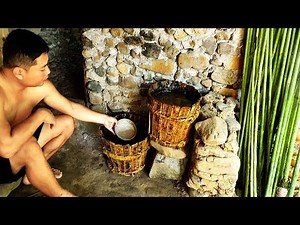 Primitive Life: Make a water bucket from wood and water filter!