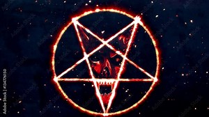 4K Pentagram Symbol with Revealing Satan Face Animation