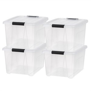 IRIS 32 Qt. Plastic Storage Bins with Lids, Stackable Storage Containers, Totes, 4 Pack