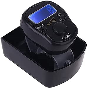 PHONEX Tally Counter Clicker : Digital Finger Counter Tasbeeh Handheld, Pitch Counters for Accurate Tracking in Coaching, Knitting, Fishing, Golf, and Rowing. Beeps at Every 100 Counting - Black