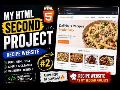 🚀 My Second HTML Project | Recipe Website Using Only HTML5 | Beginner Web Development Project