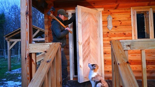3.4K views · 63 reactions | Painting wood walls and creating an insulated door for my off grid log cabin.#survival #adventure #wilderness #camping #bushcraftcamping #logcabin | Alan Bushcraft | Facebook
