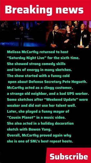 SNL New Episode Review – Melissa McCarthy Shines! | #news | Viral Video
