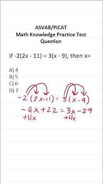 Solving Multi-Step Equations: ASVAB/PiCAT Math Knowledge Practice Test Q #acetheasvab #grammarhero