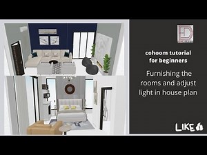 Coohom Tutorial for Beginner: Furnishing the rooms and adjust light part 1 houseplan Ep 4