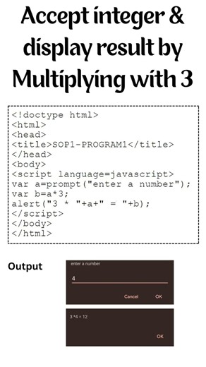 JavaScript SOP 1 | Table of 3 | Large Number | Positive or Negative | #fyjc #it #sop #practical #js